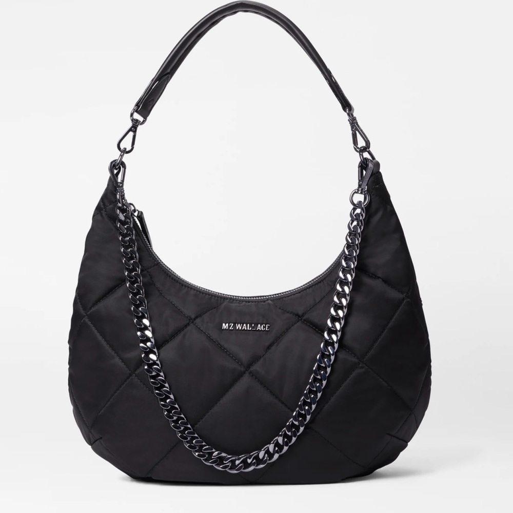 NWT MZ Wallace Black Quilted Hobo Bag